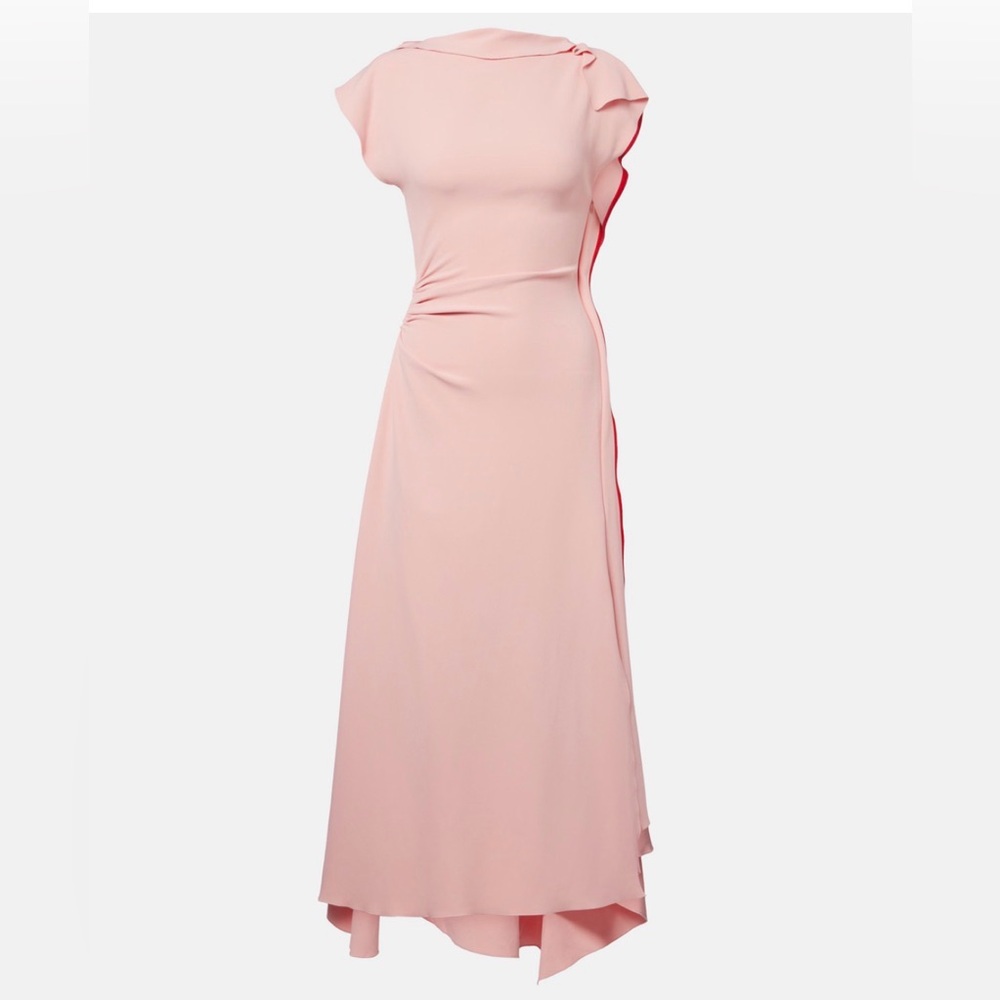 Victoria Beckham Draped Midi Dress Blush